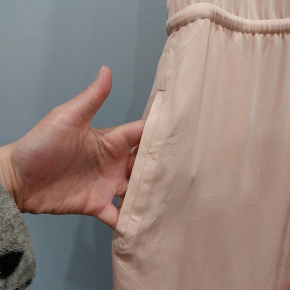 Aritzia Babaton Benedict Button Up Silk Shirt Dress Small Peachy Pink - Picture 4 of 7